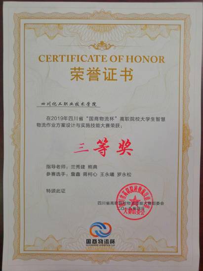 2019年技能大赛三等奖照片